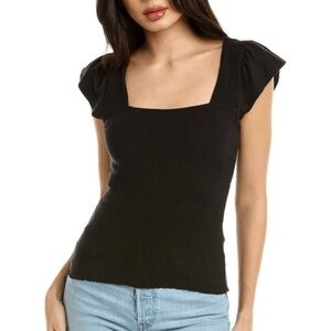 Nation Ltd Smocked ruffle tee black s